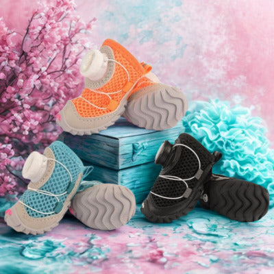 chaussure chien 3 couleur orange fluo turquoise noir