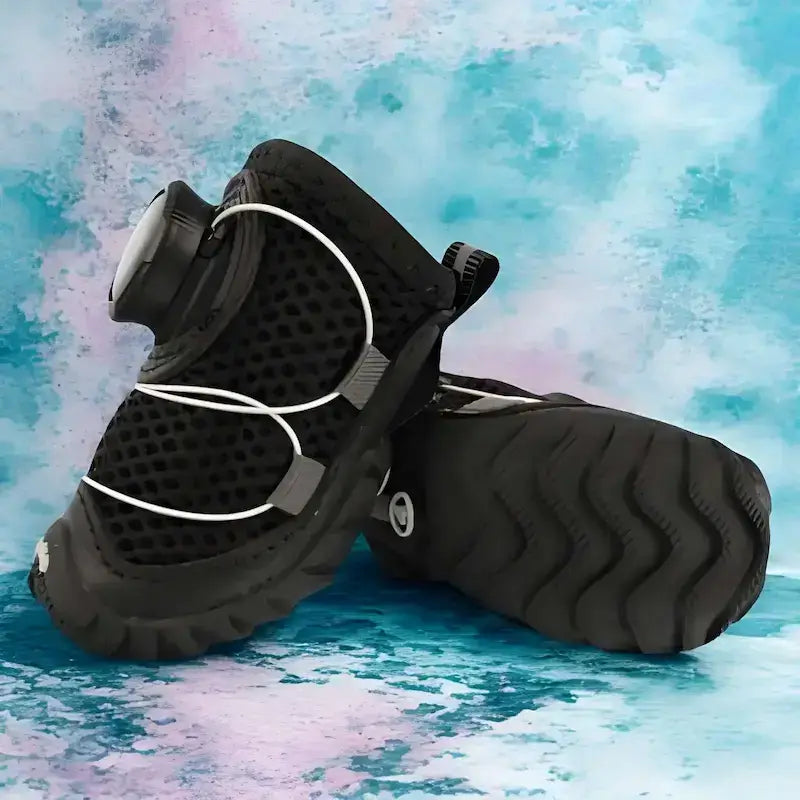 Une chaussure pour chien de couleur noire.