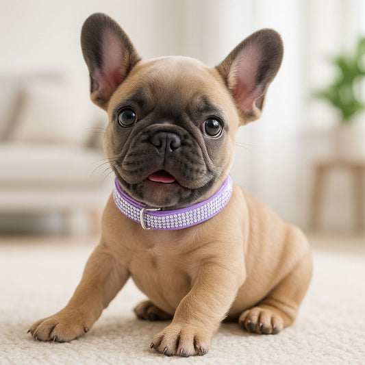 chiot collier violet strass chiot bouledogue francais