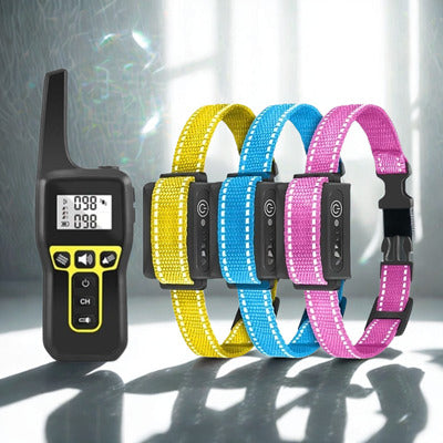 collier anti aboiement chien 3 collier jaune rose bleu