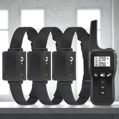 collier anti aboiement chien 3 collier noir nylon telecommande noir