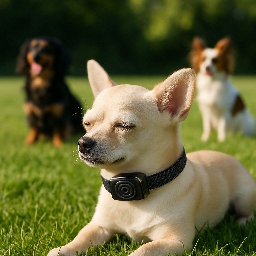 collier anti aboiement chihuahua gazon-avec collier