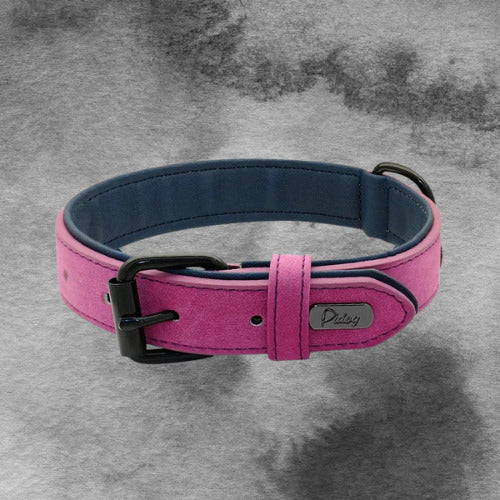 collier chien cuir couleur rose fonce