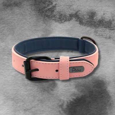 collier chien cuir pu couleur rose pale