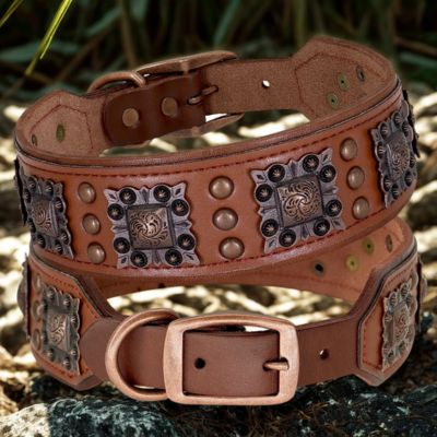 collier cuir pour chien couleur brun cuir veritable