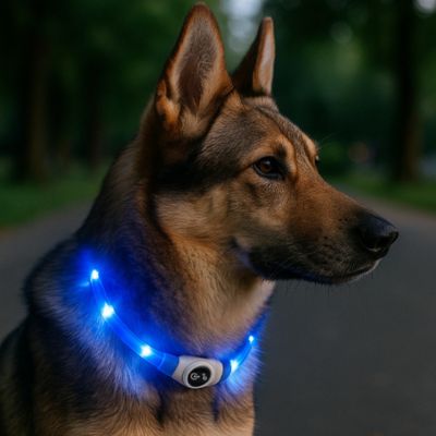 collier lumineux chien couleur bleu berger allemand