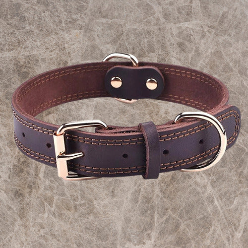 collier pour chien cuir veritable brun