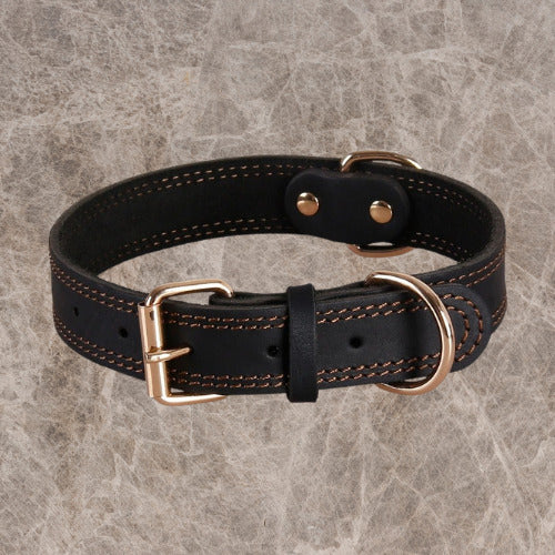 collier pour chien cuir veritable noir