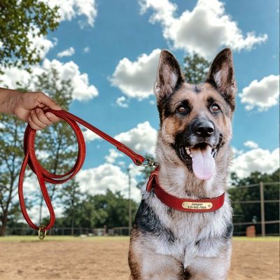 collier pour chiens personnalises berger allemand en laisse parc chien