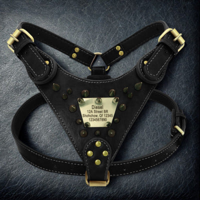 harnais chien anti traction couleur noir cuir