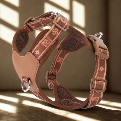 harnais chien couleur brun imprimee