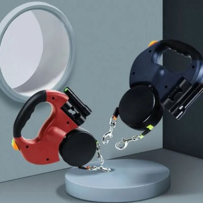 laisse chien retractable couleur bleu rouge