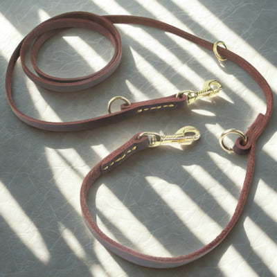 laisse de chien cuir veritable brun