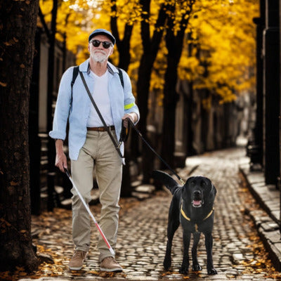 laisse de chien homme aveugle chien laisse automne