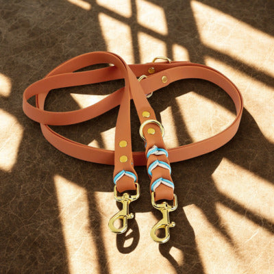 laisse double pour chien couleur brun pvc
