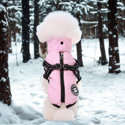 manteau pour chien caniche assis dos neige manteau rose
