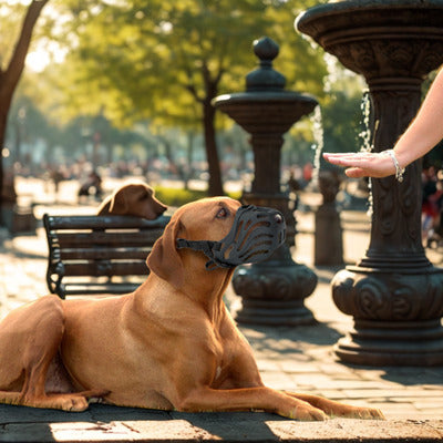 museliere chien parc labrador coucher avec museliere