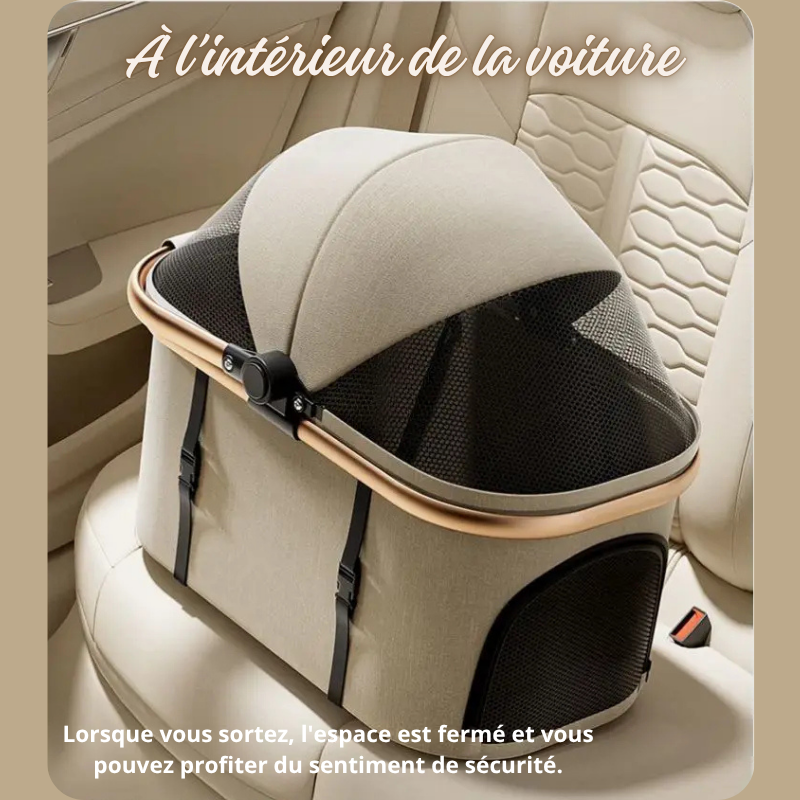poussette pour chien interieur auto espace ferme securite