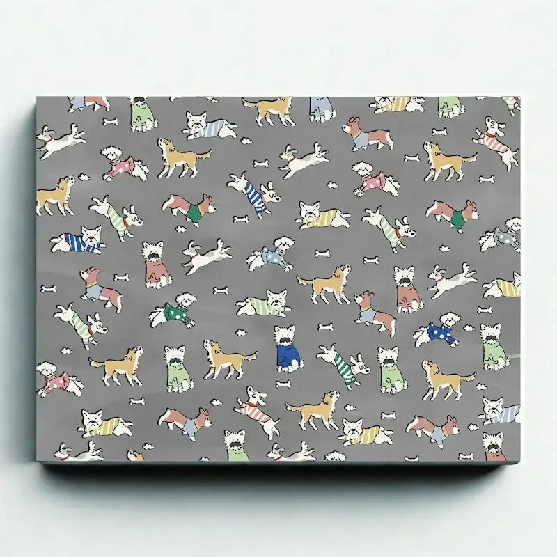 Un tapis frais pour chien de couleur grise avec motif de chien.
