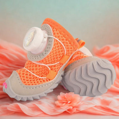 chaussure chien couleur orange fluo