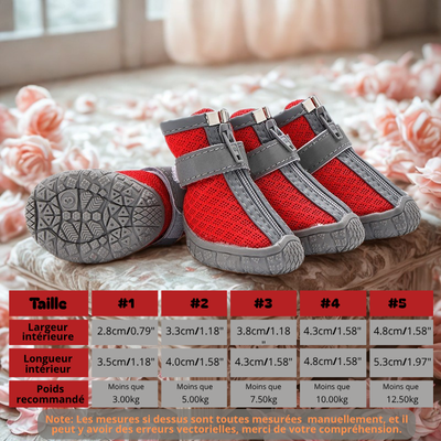 chaussures pour chien respirant couleur rouge gris