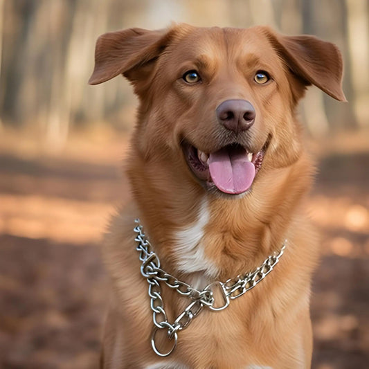 Un retriever de Nouvelle-Écosse porte le collier chaîne pour chien ColliRex.