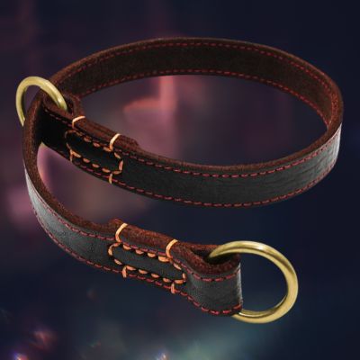 collier chien cuir veritable couleur brun