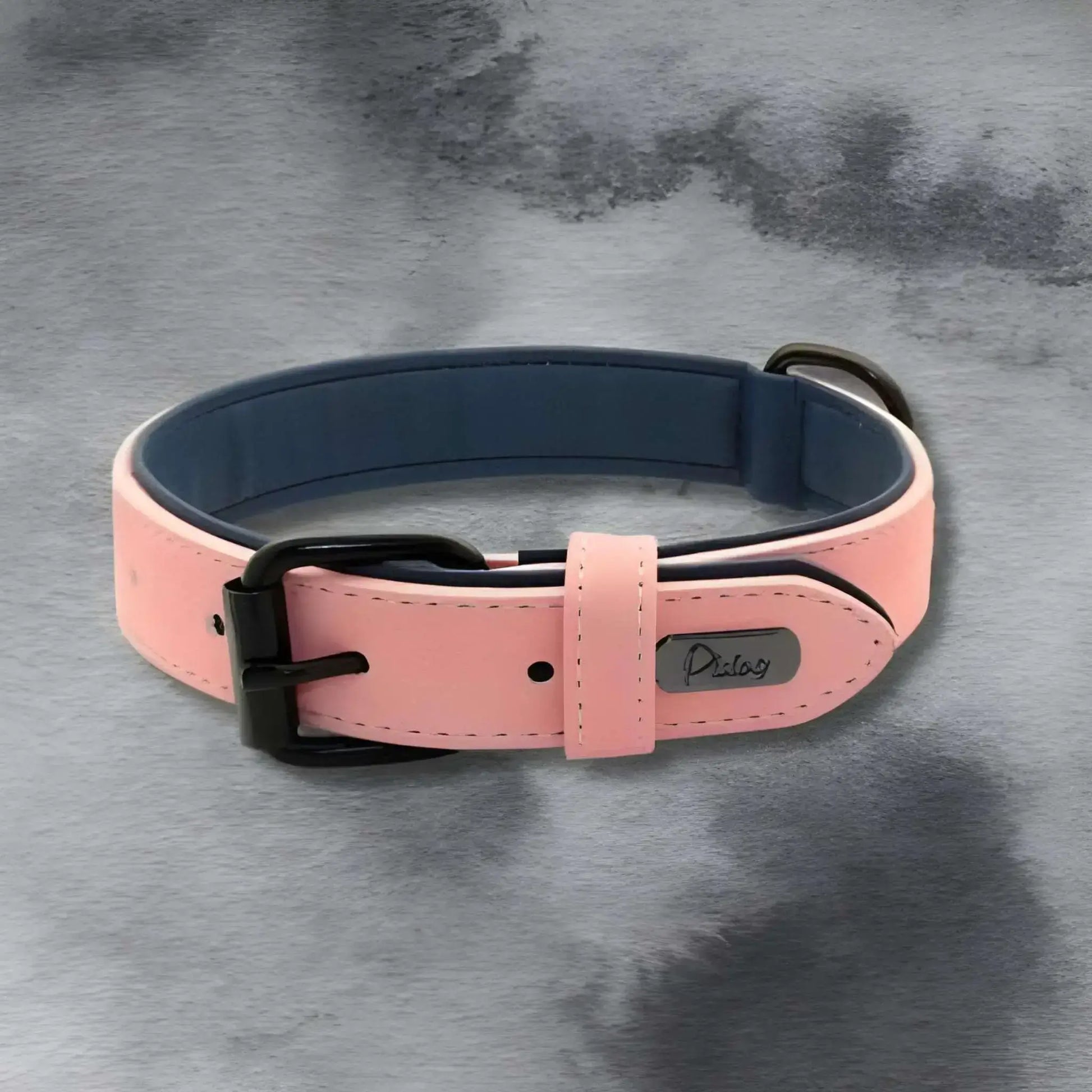 Un collier chien en cuir PU Fidèlo de couleur rose pâle.