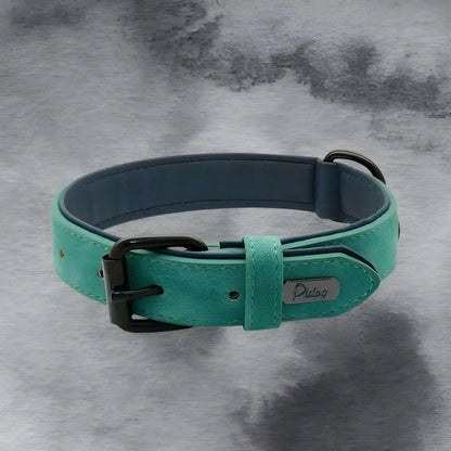 Un collier chien Fidlo en cuir PU vert.