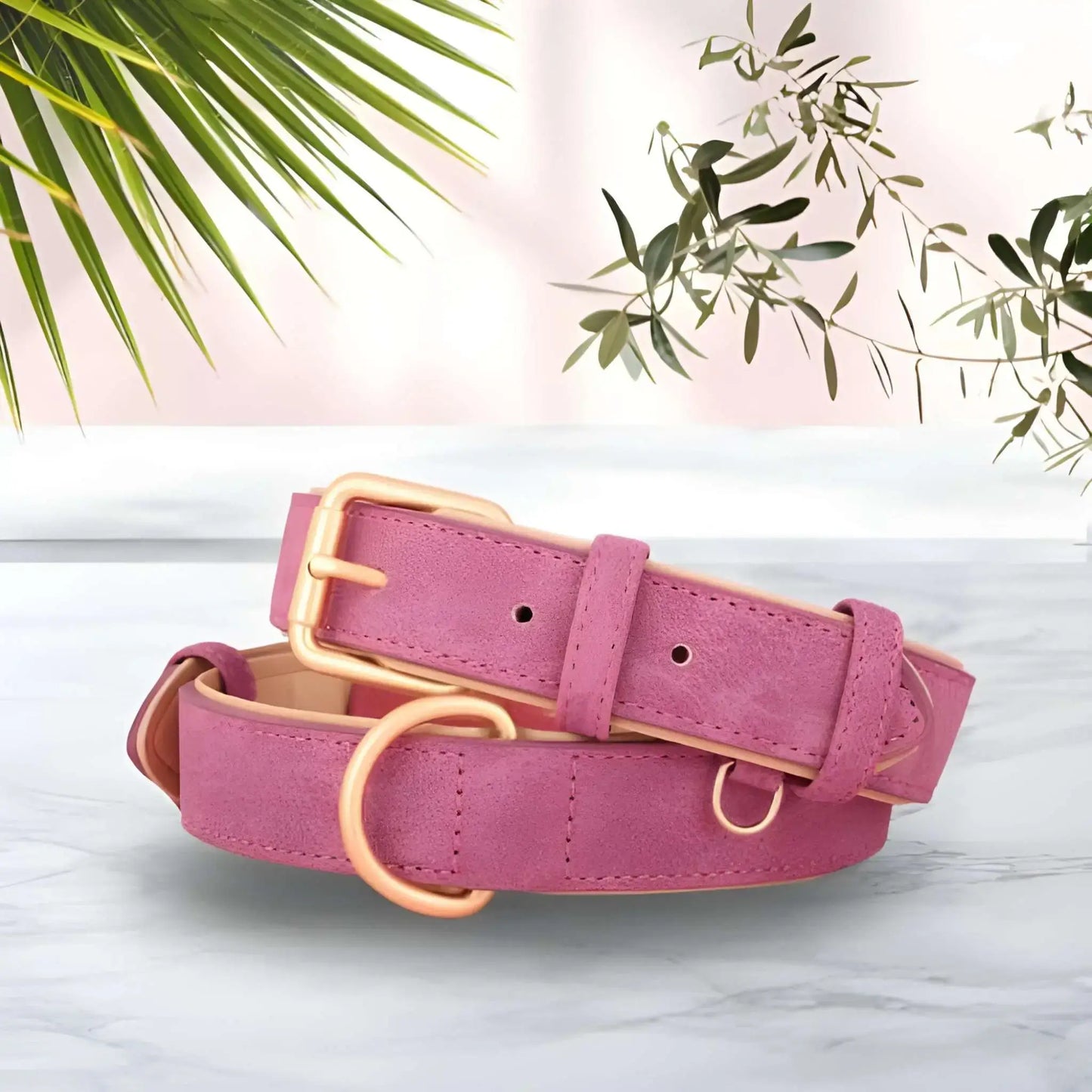 Collier pour chien de couleur marron avec boucle sécurisée.