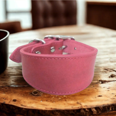 collier chien table bois collier rose