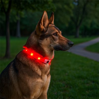 collier lumineux chien couleur rouge berger allemand