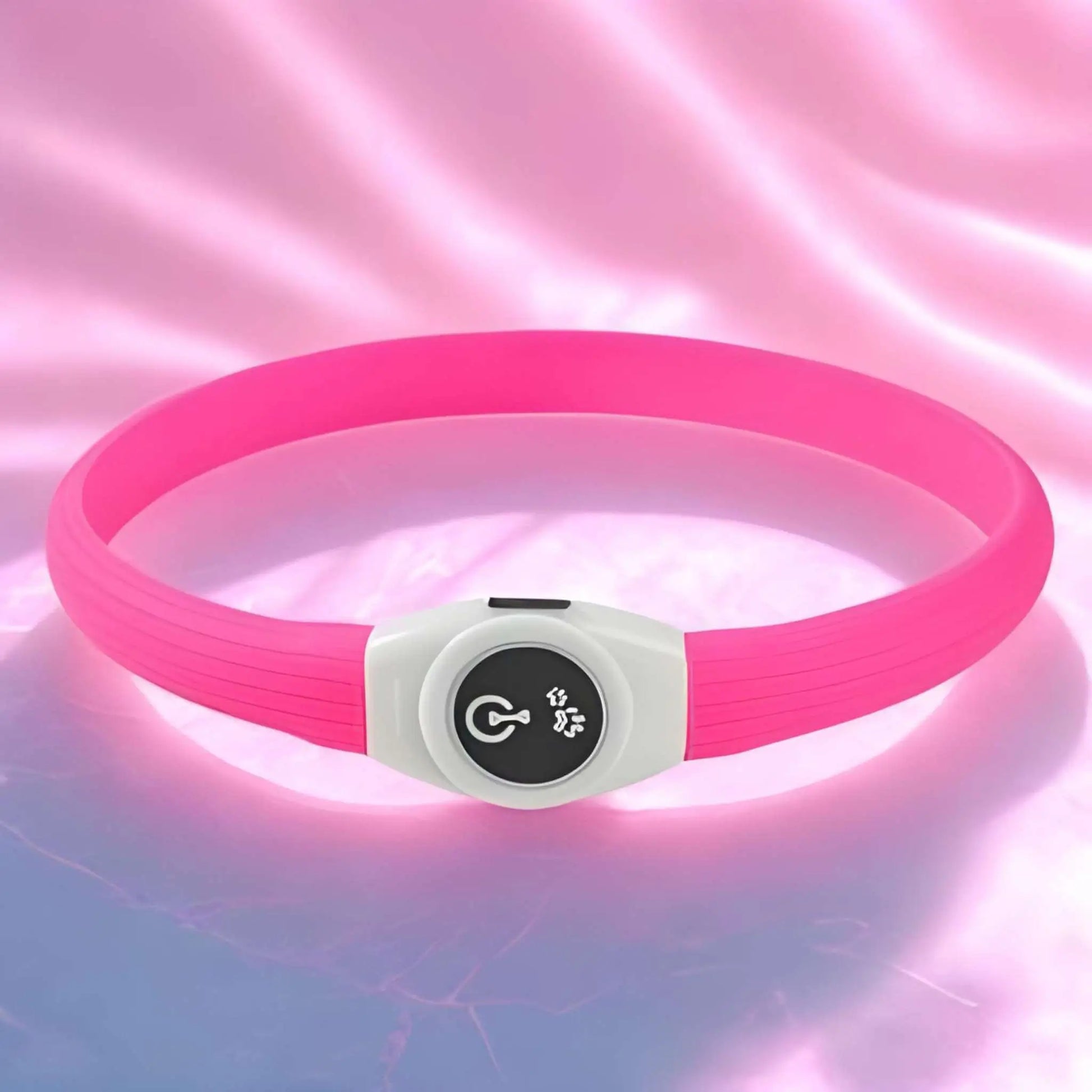 Un collier lumineux chien rose. 
