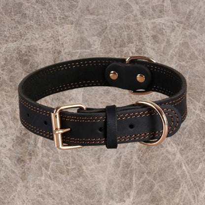 collier pour chien cuir veritable noir