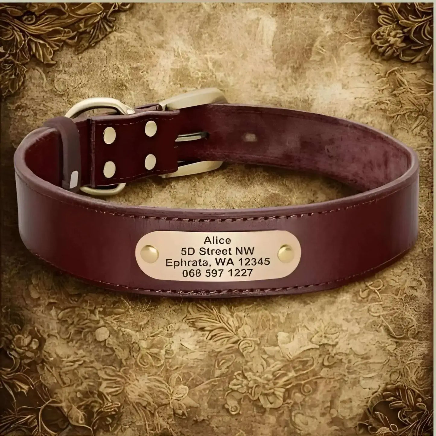 colliers pour chiens personnalisés marron en cuir véritable.