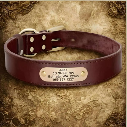 colliers pour chiens personnalisés marron en cuir véritable.