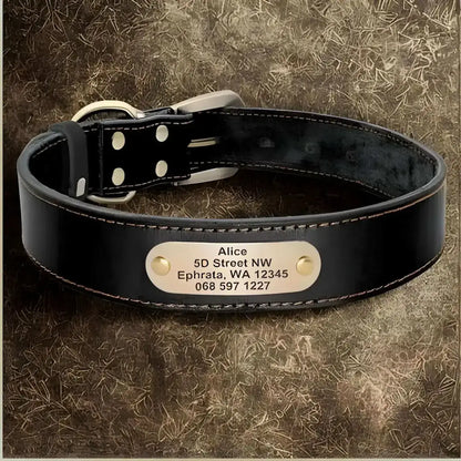 Colliers pour chiens personnalisés noirs en cuir véritable.