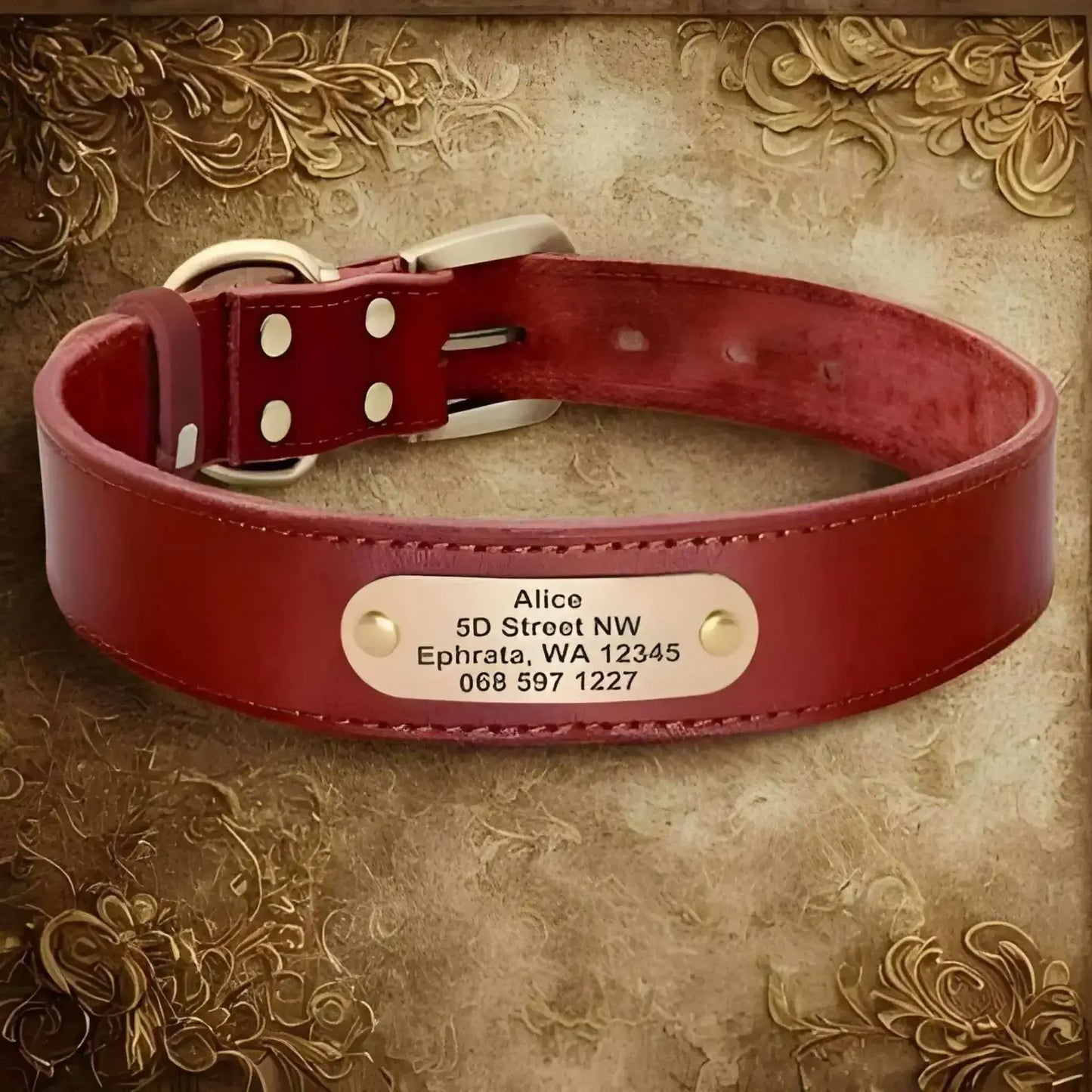 colliers pour chiens personnalisés rouge en cuir véritable.