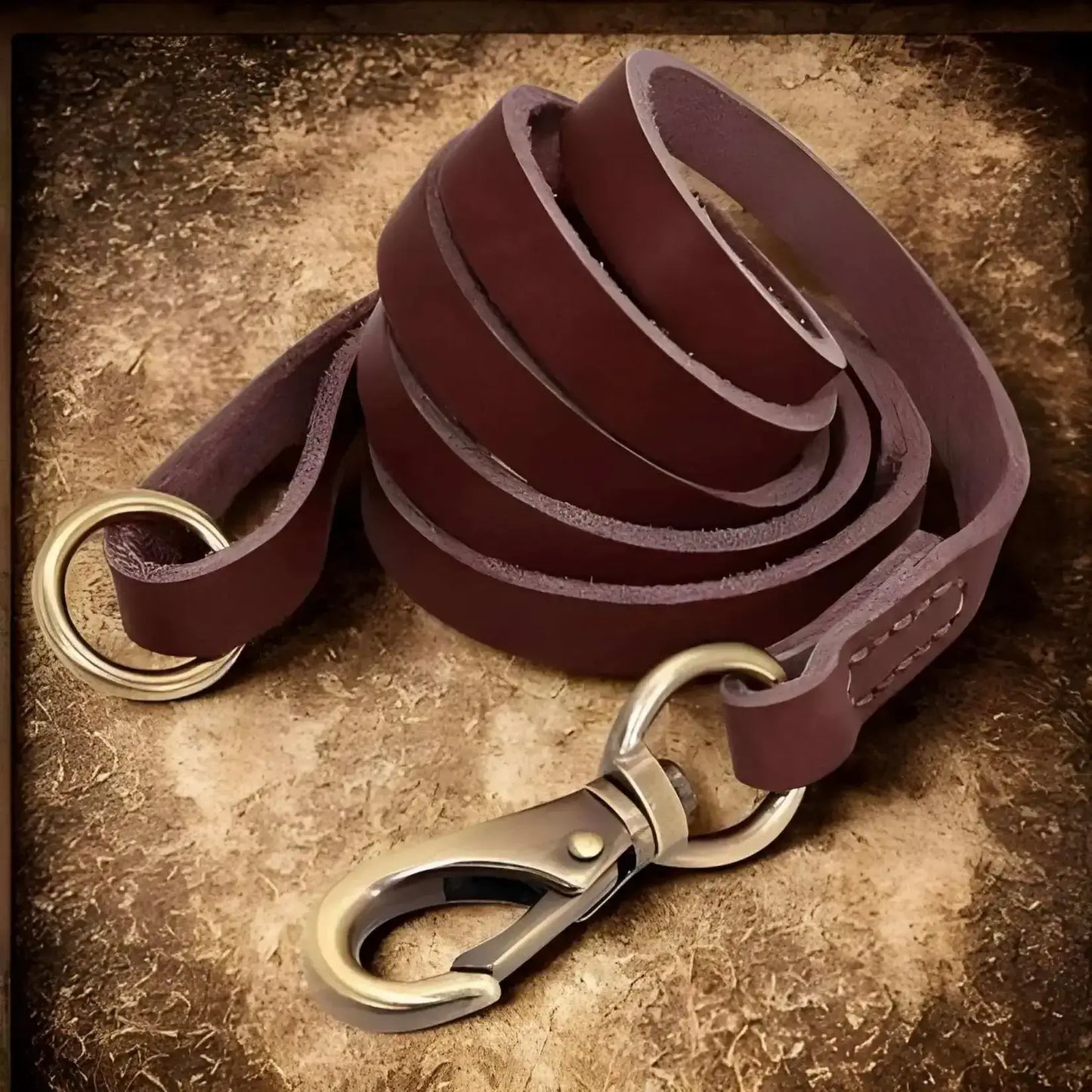 Une laisse assortie avec les colliers pour chiens personnalisés marron.