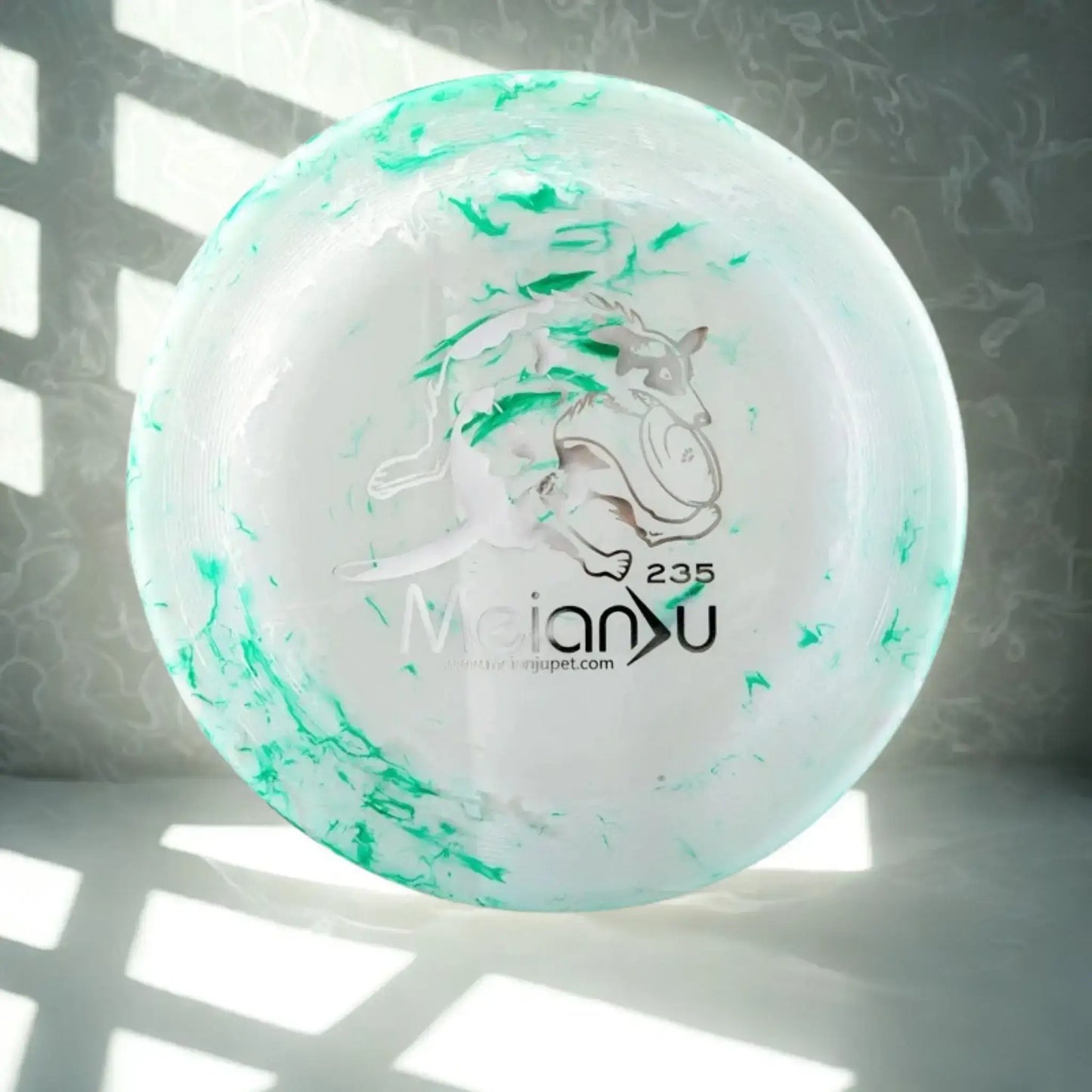 Un frisbee de couleur verte.