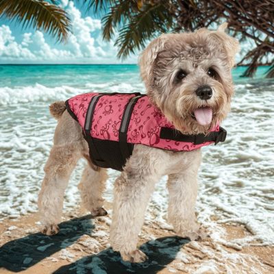 gilet de sauvetage chien couleur rose motif