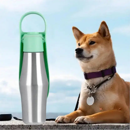 Gourdes pour chien vert avec un shiba inu allongé.