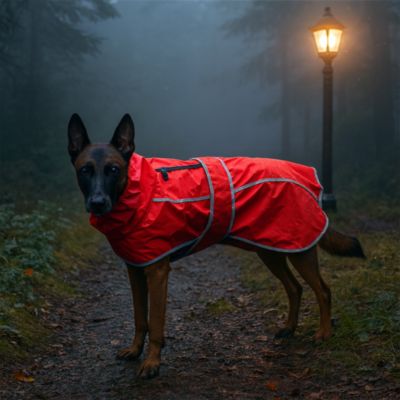 impermeable pour chien rouge malinois nuit pluie