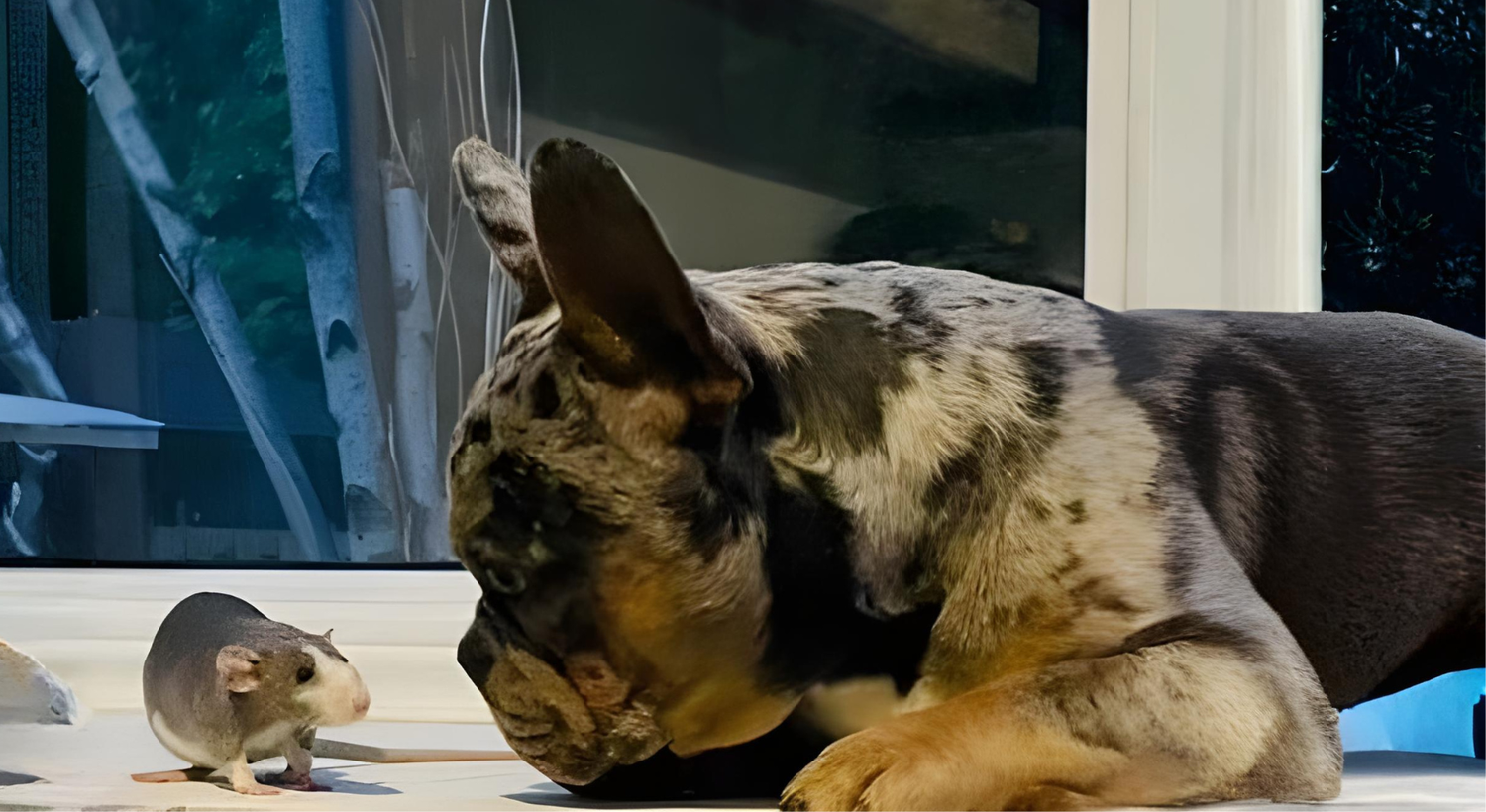 jolianimaux-bouledogue francais regarde rat