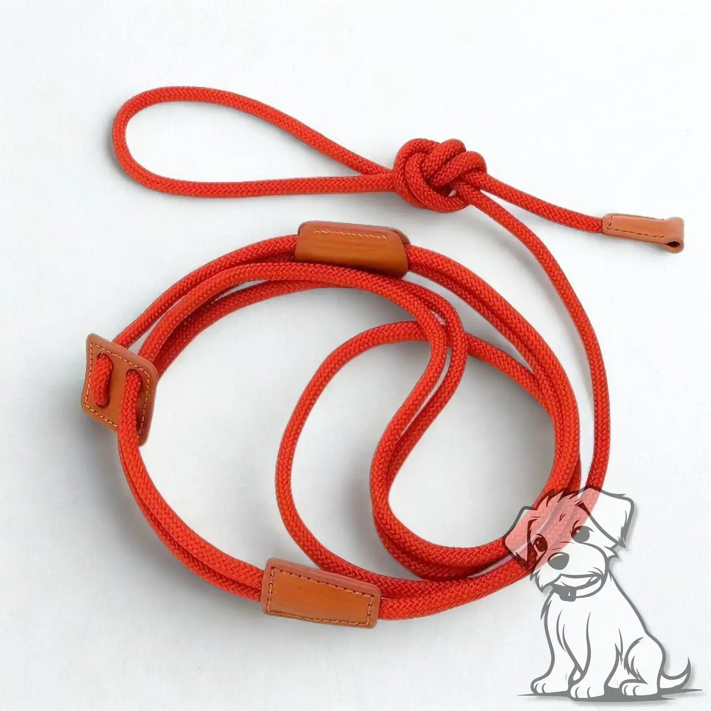 Une laisse pour chien en corde de couleur rouge.