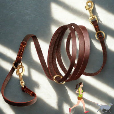 laisse de chien couleur brun cuir veritable