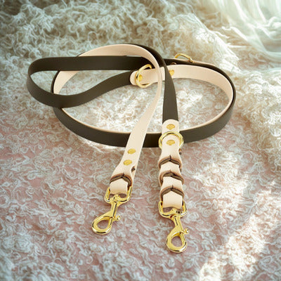 laisse double pour chien couleur blanc pvc