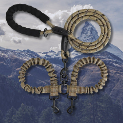 laisse double pour chien couleur terre montagne