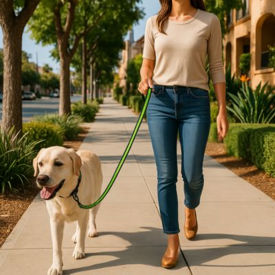 longe chien maitre chien longe rue promenade