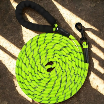 Une longe pour chien de couleur vert fluo réfléchissante Agilité.